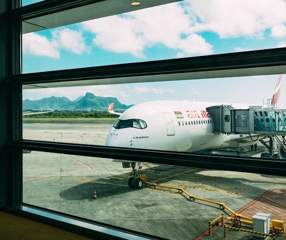 An Air Mauritius plane at Sir Seewoosagur Ramgoolam International Airport, Mauritius