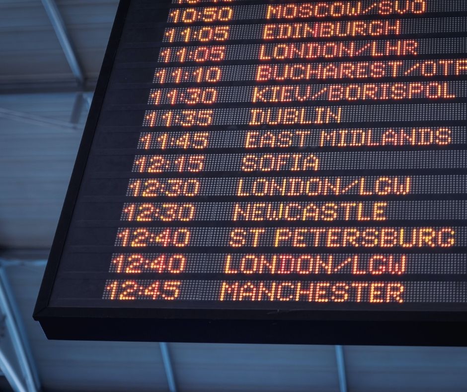 A departures board at an airport displays various destination options for travellers - decision-making aids can help with the confusion