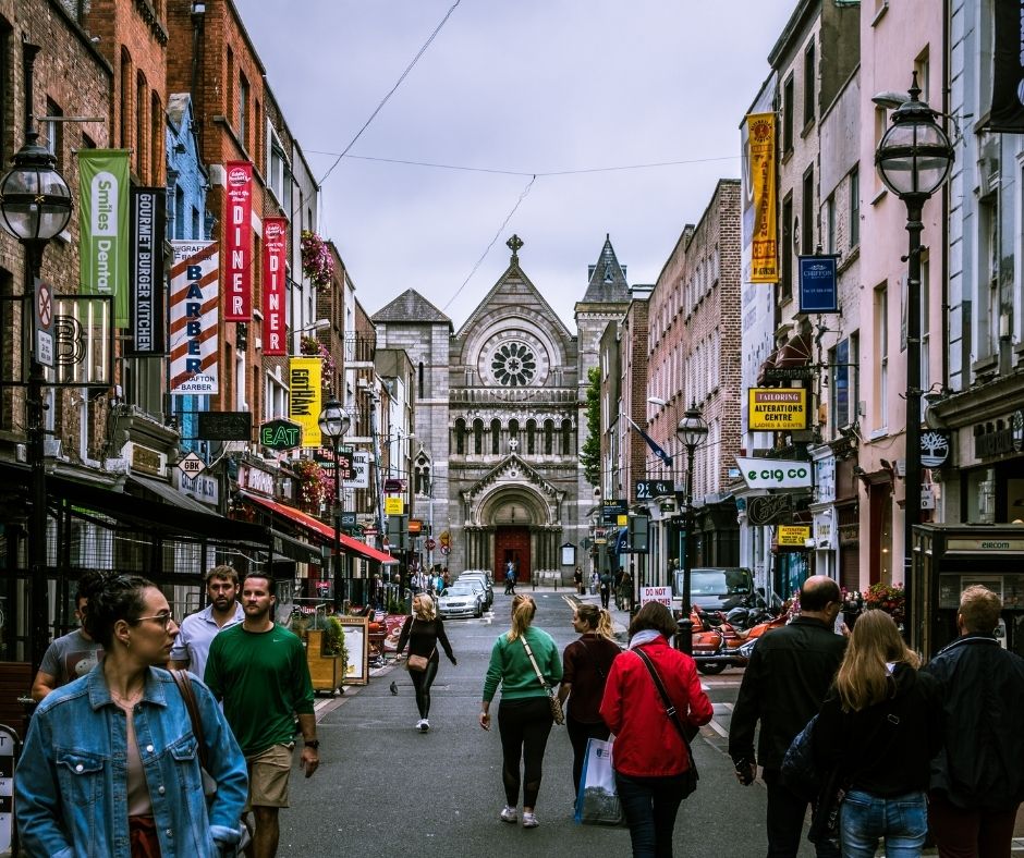 A busy street in Dublin, Ireland
